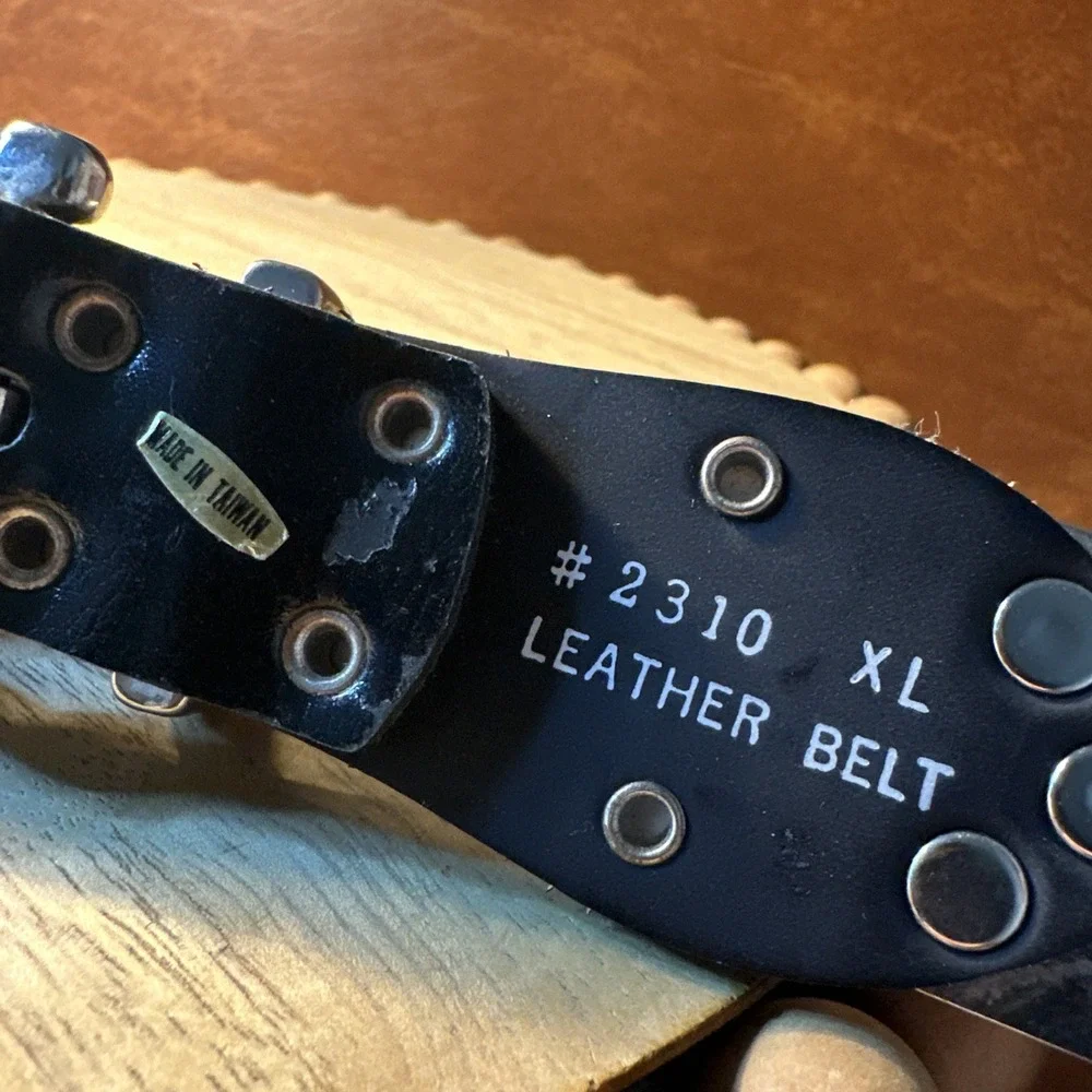 Vintage Stainless Steel & Leather Heavy Metal Leather Punk Goth Belt And Buckle